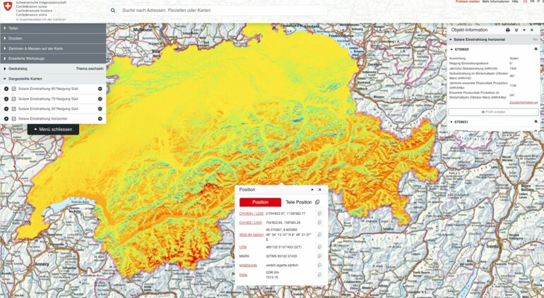 Screenshot der neuen Geoinformationskarte.